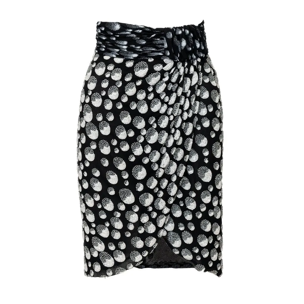Unsigned Beaded Skirt - '90s White Good - Front View