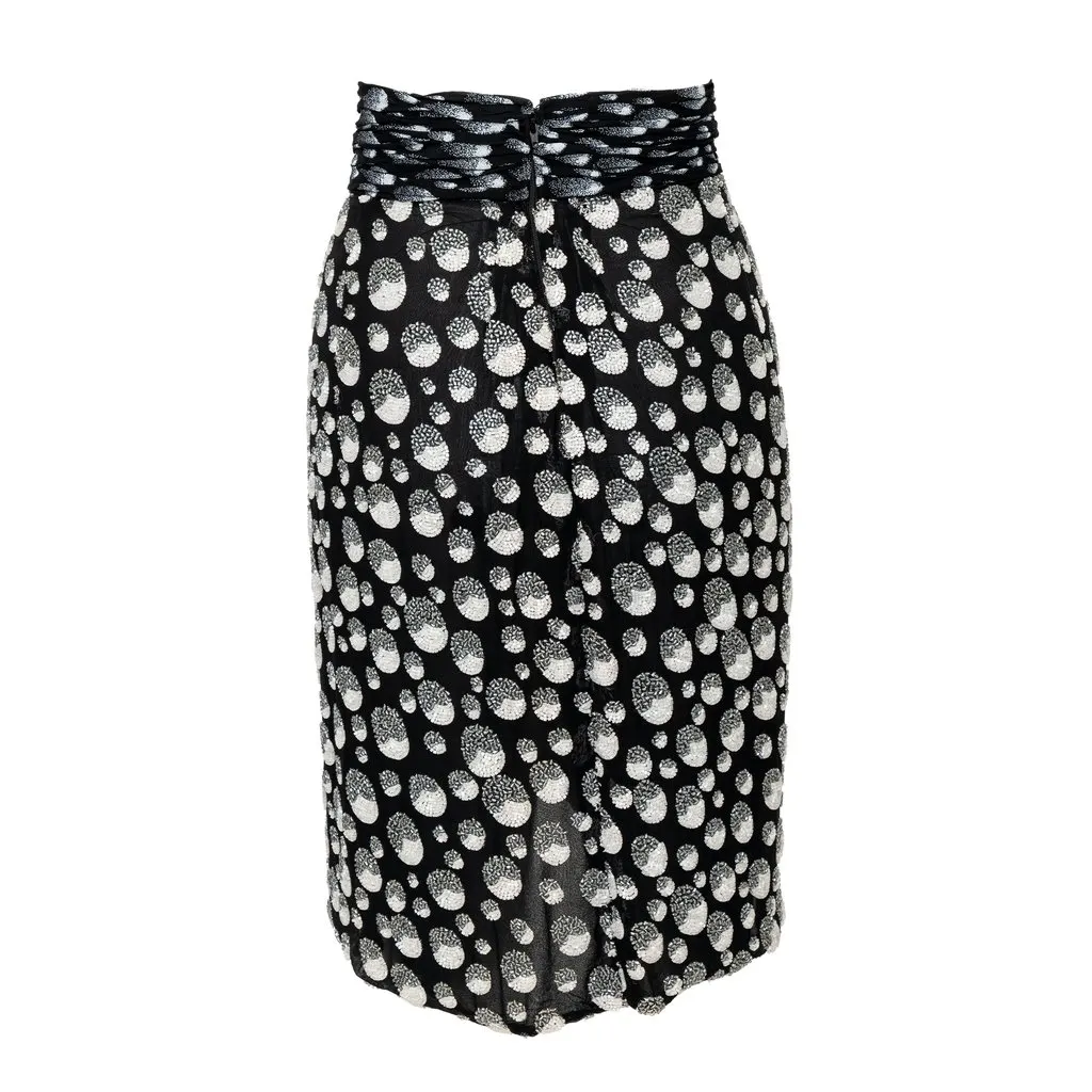 Unsigned Beaded Skirt - '90s White Good - Model View