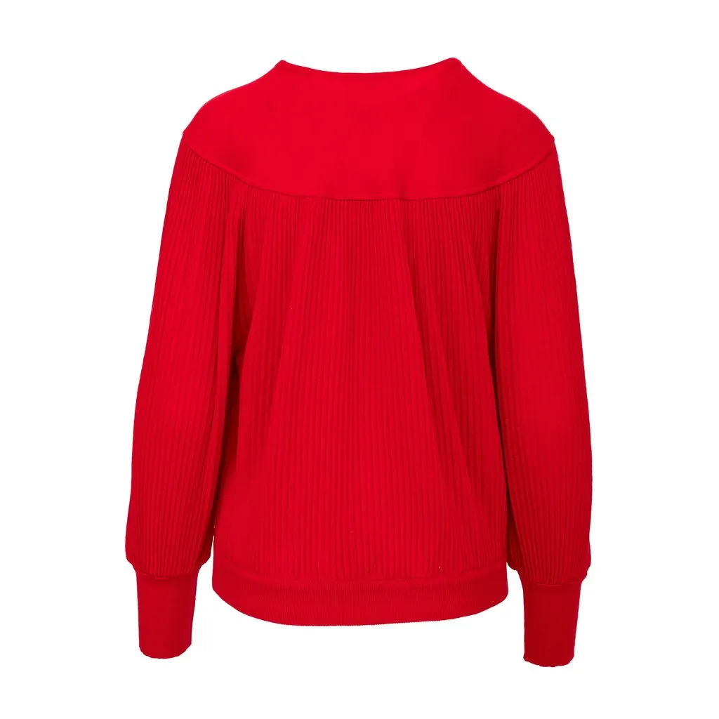 Valentino Studio Pleated Knit Top - '80s Red Wool Good - Inside View