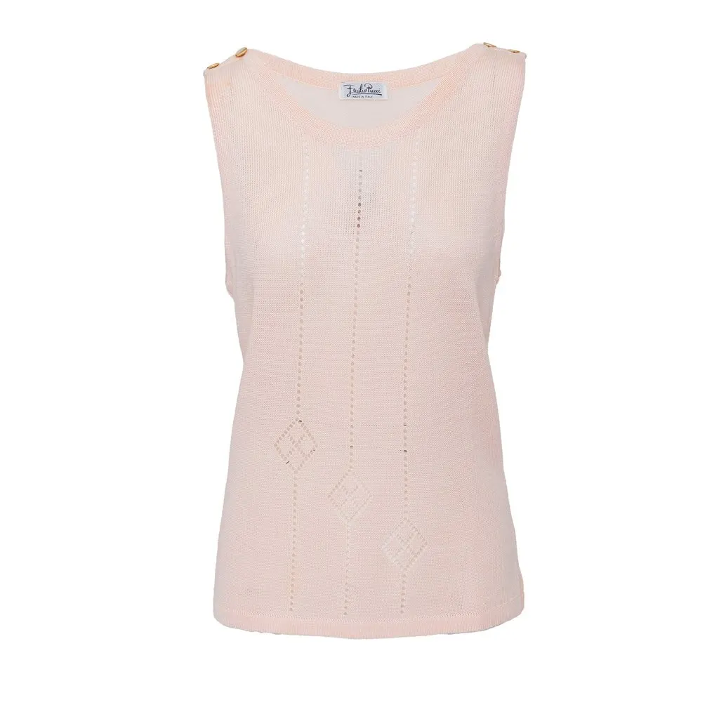 Emilio Pucci Vintage Knit Top - '70s Pink Linen Good - Front View