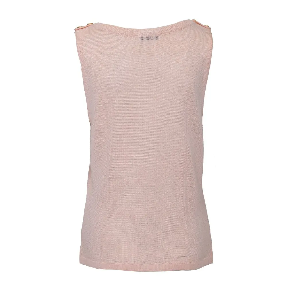 Emilio Pucci Vintage Knit Top - '70s Pink Linen Good - Back View