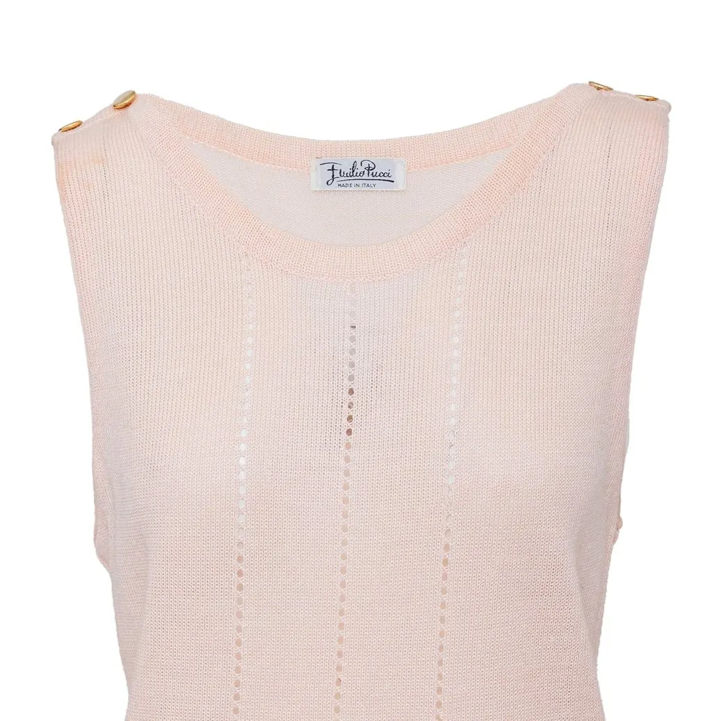 Emilio Pucci Vintage Knit Top - '70s Pink Linen Good - Inside View