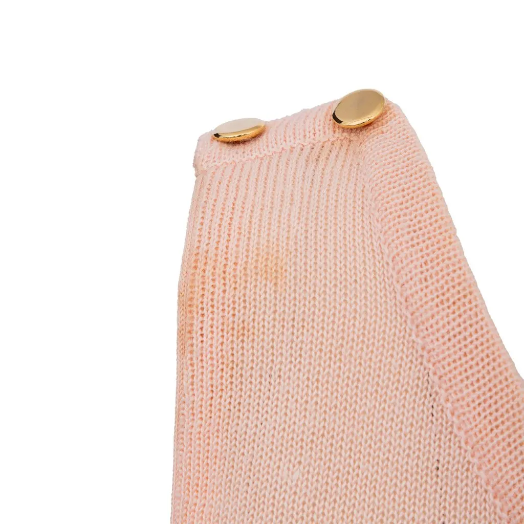Emilio Pucci Vintage Knit Top - '70s Pink Linen Good - Model View