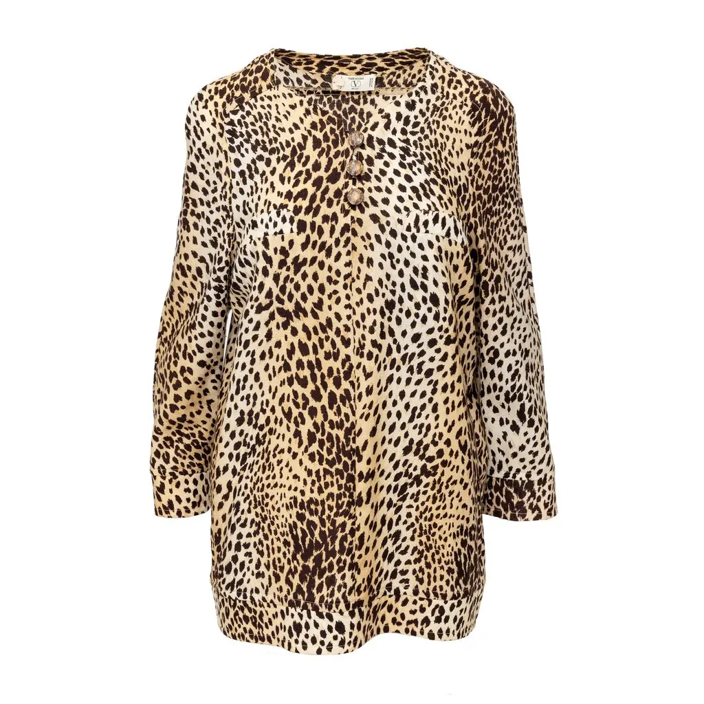 Valentino Miss V Leopard Print Top - '90s MultiColor Wool Good - Front View