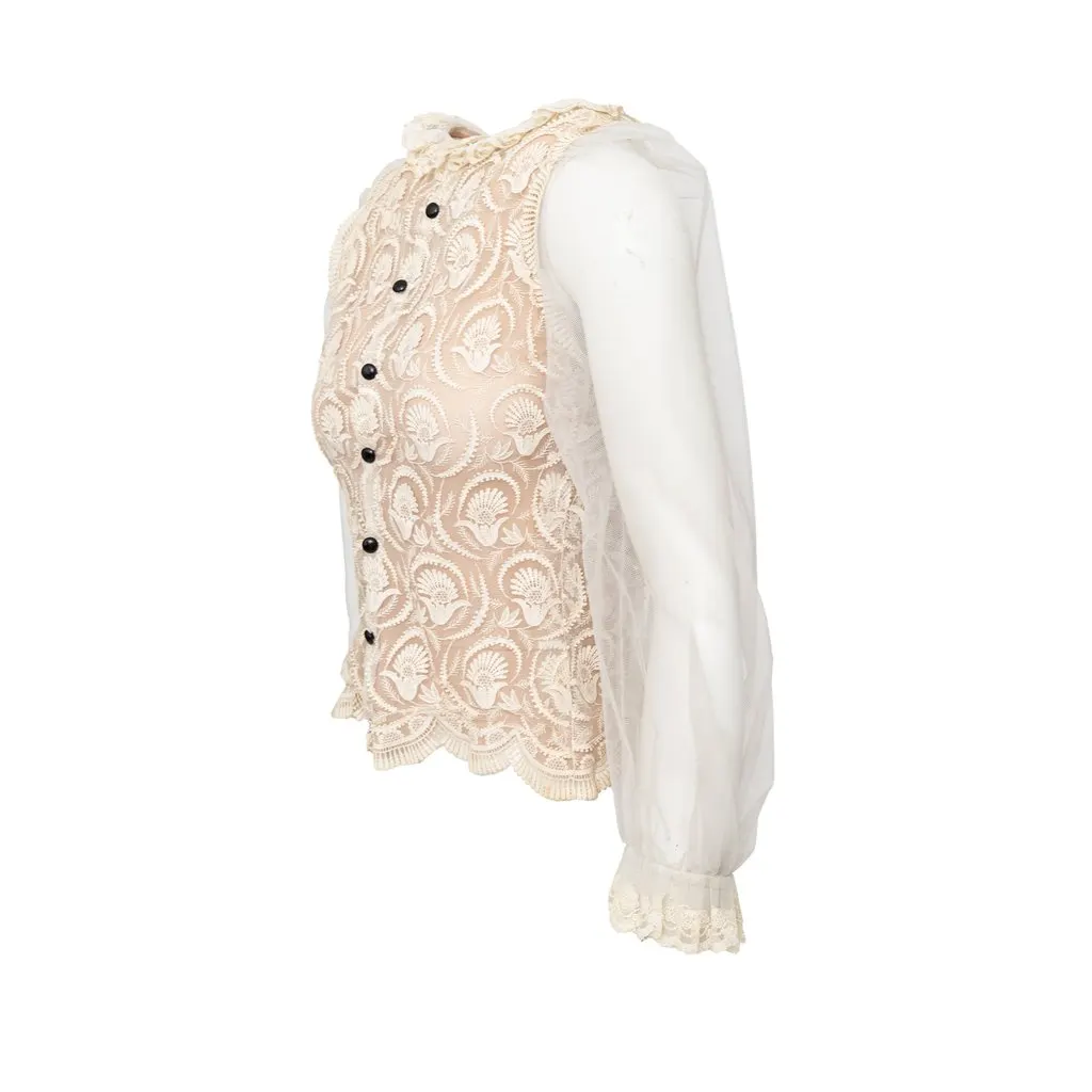Unsigned Top - '00s Beige Lace Good - Back View