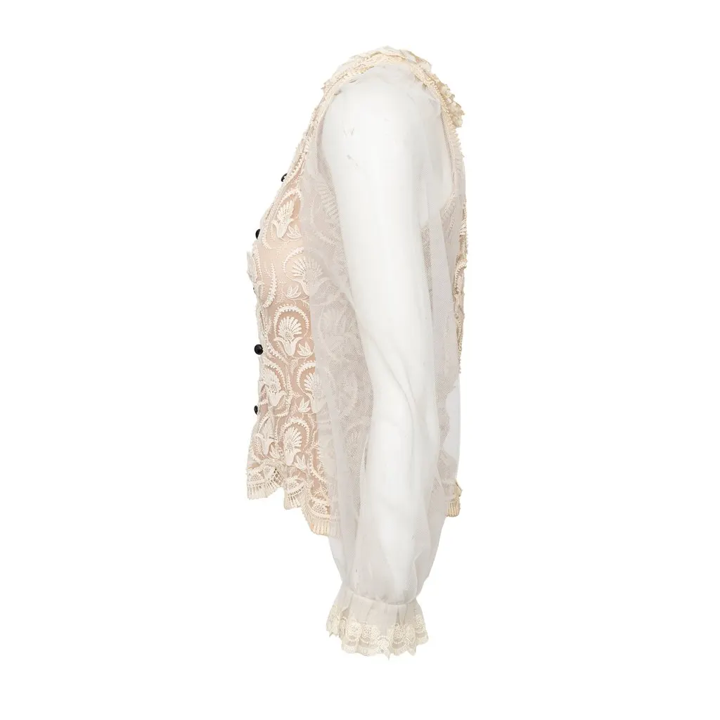 Unsigned Top - '00s Beige Lace Good - Inside View