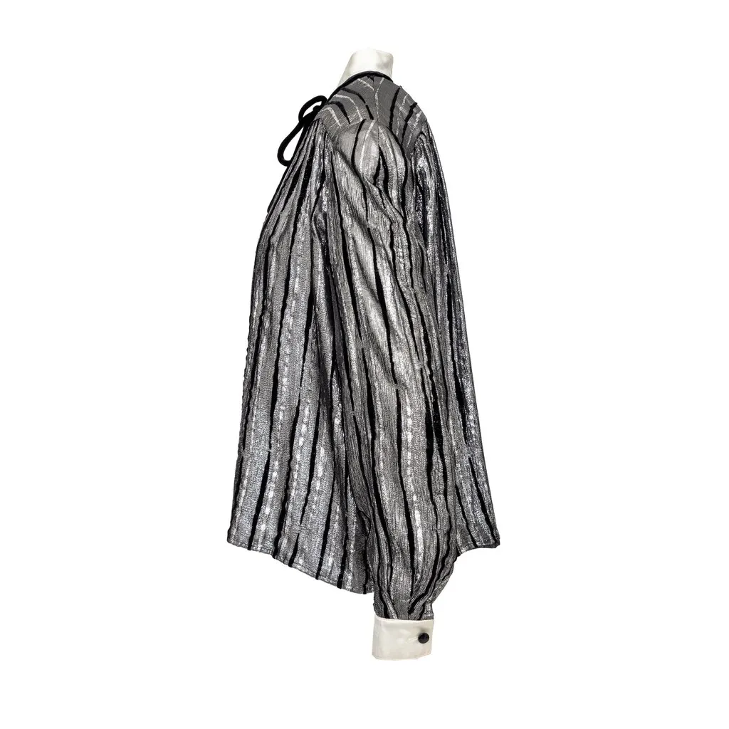 Valentino Night Glitter Shirt - '90s Black Silk Good - Back View