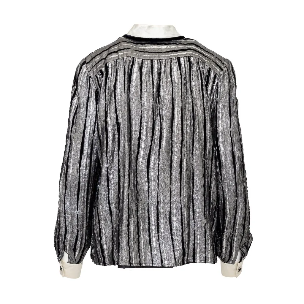 Valentino Night Glitter Shirt - '90s Black Silk Good - Inside View