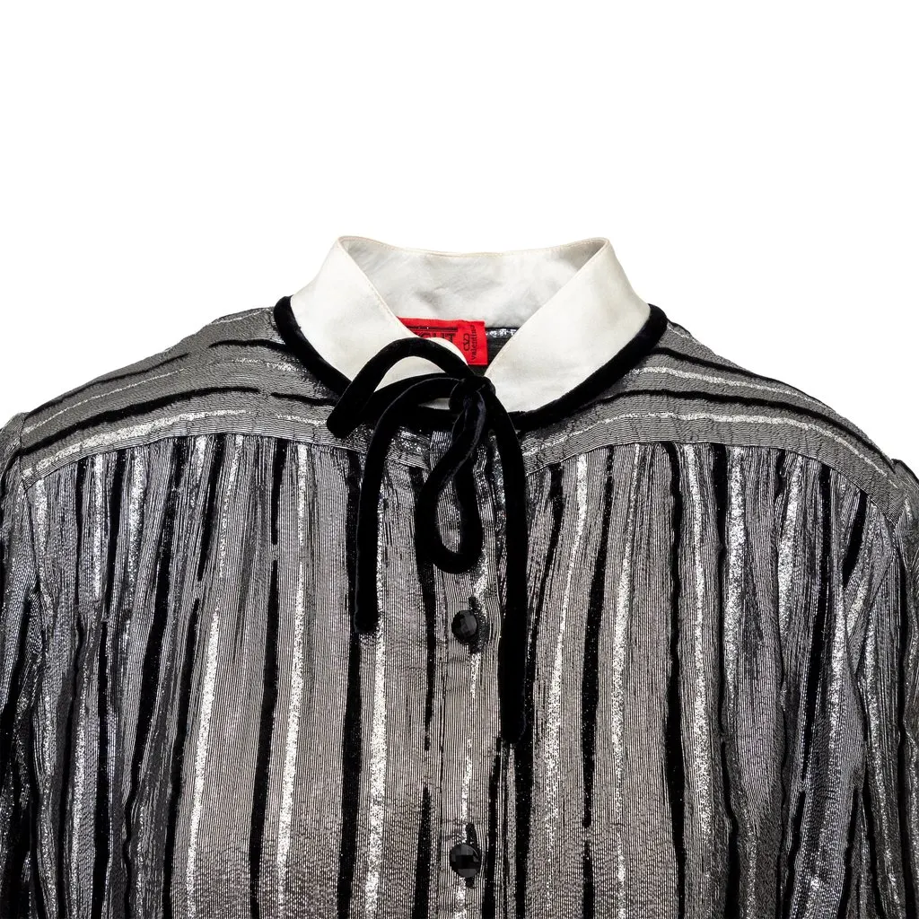 Valentino Night Glitter Shirt - '90s Black Silk Good - Model View