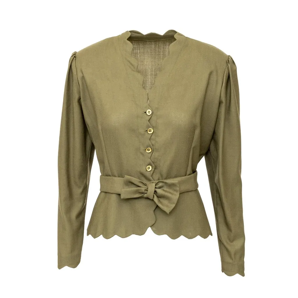 Unsigned Green Top - '90s Green Cotton Good - Front View