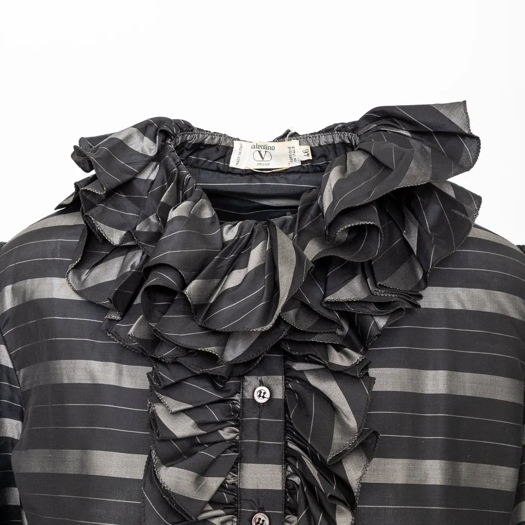 Valentino Miss V Ruffled Silk Top - '90s Red Silk Good - Model View