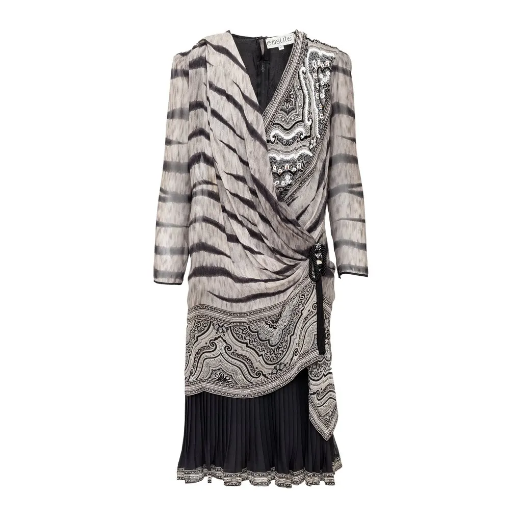 Unsigned Ematite Silk Dress - '00s Black Silk Good - Front View