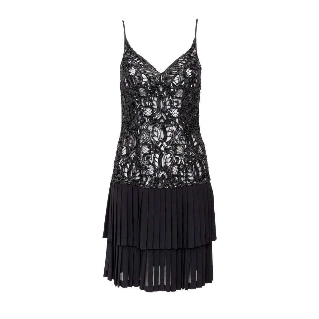 Valentino Night Beaded Dress - '90s Red Silk Good - Front View