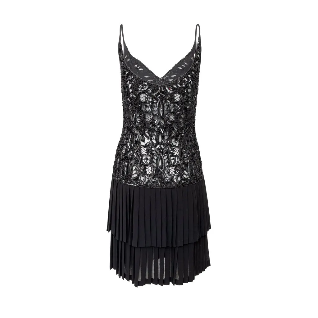 Valentino Night Beaded Dress - '90s Red Silk Good - Back View