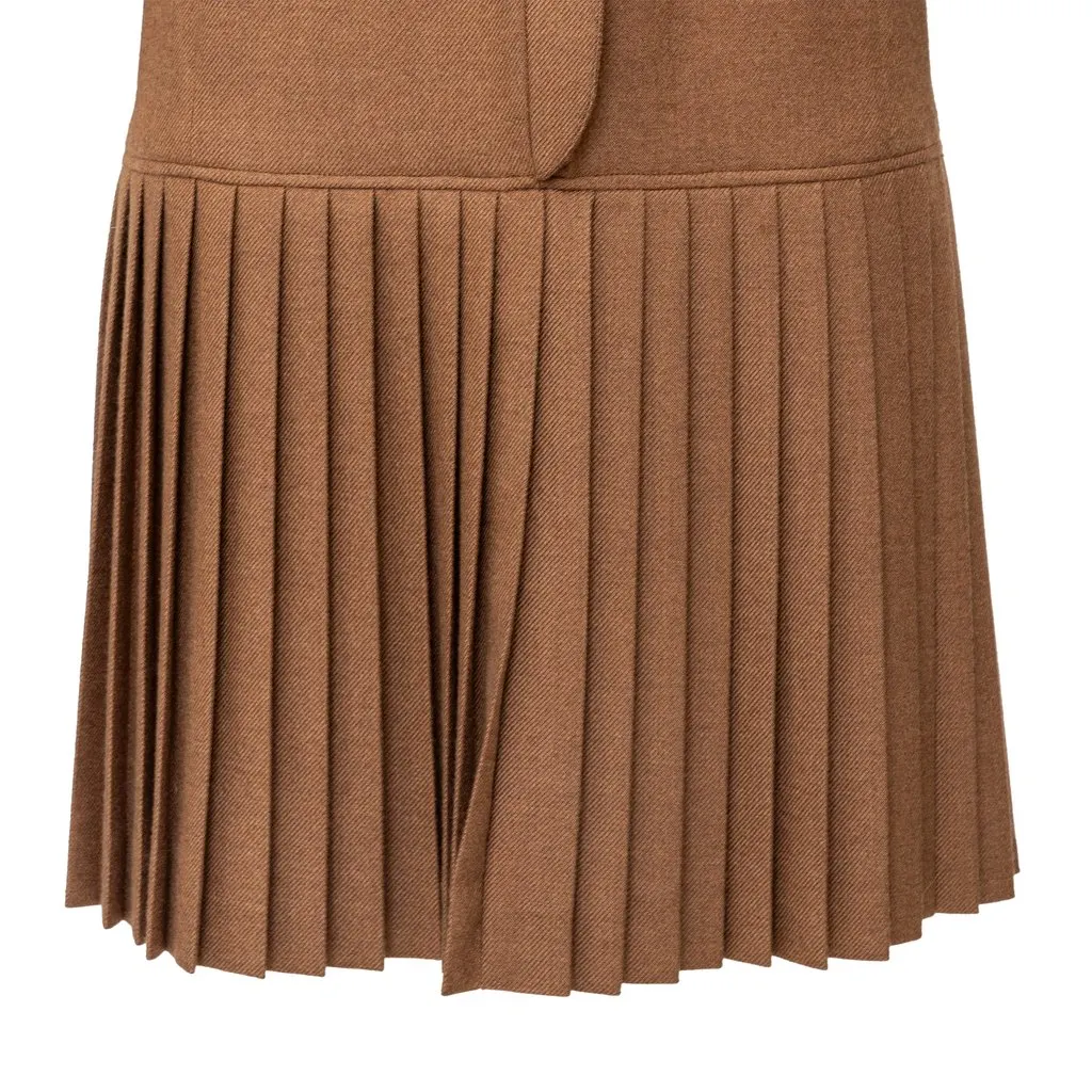 Valentino Boutique Pleated Wool Dress - '90s Brown Wool Good - Box View