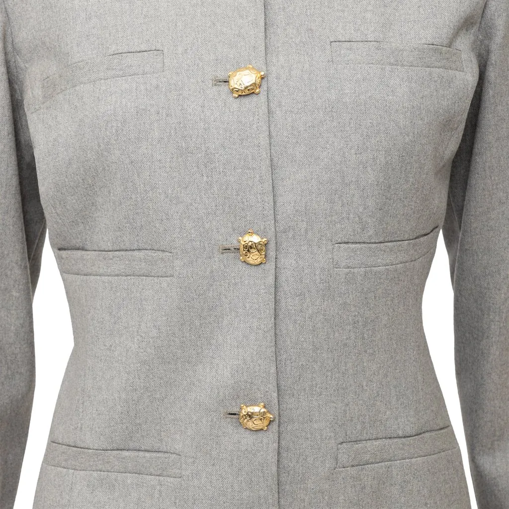 Valentino Miss V Wool Dress with Turtle Buttons - '90s Grey Wool Good - Box View