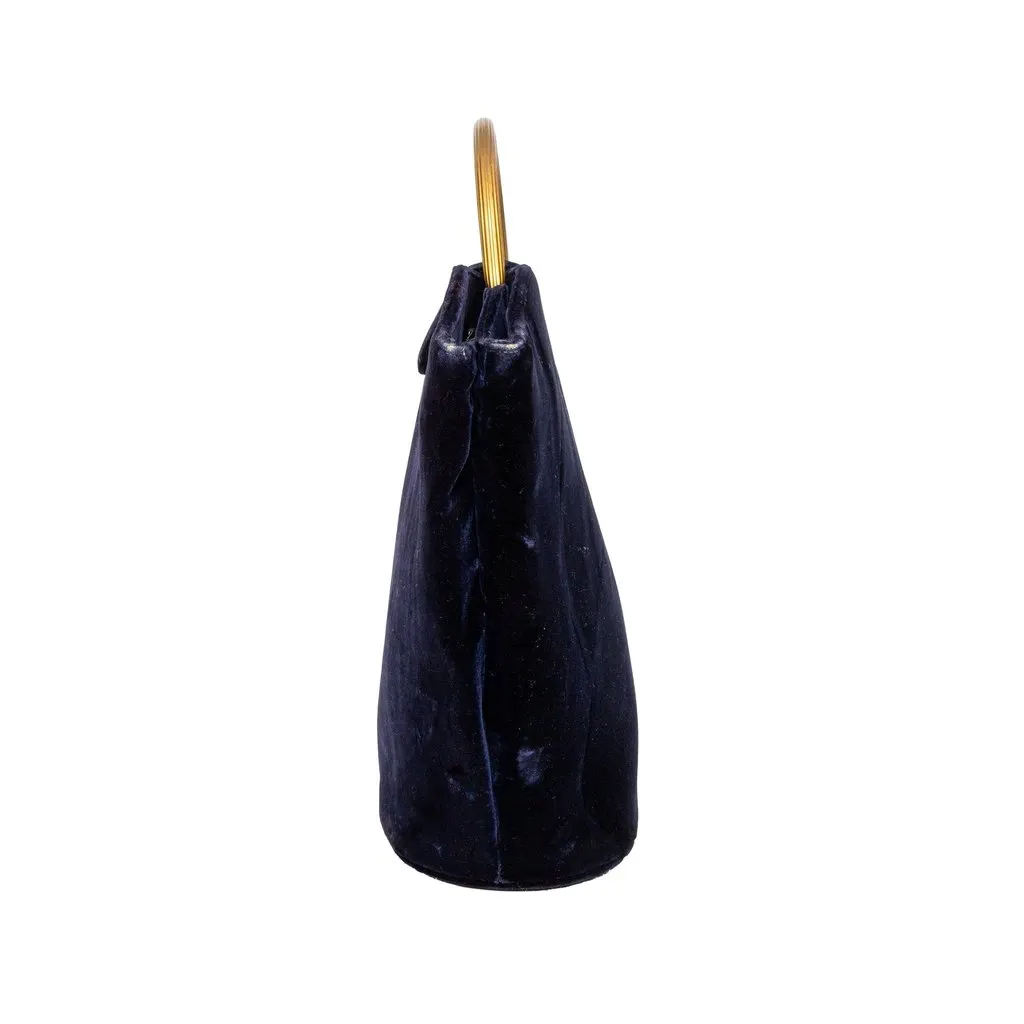 Unsigned Vintage Velvet Handbag - '90s Blue Velvet Good - Back View