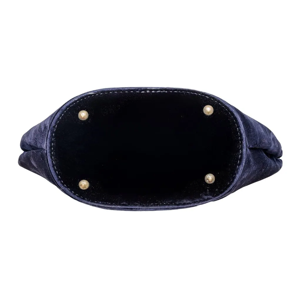 Unsigned Vintage Velvet Handbag - '90s Blue Velvet Good - Inside View