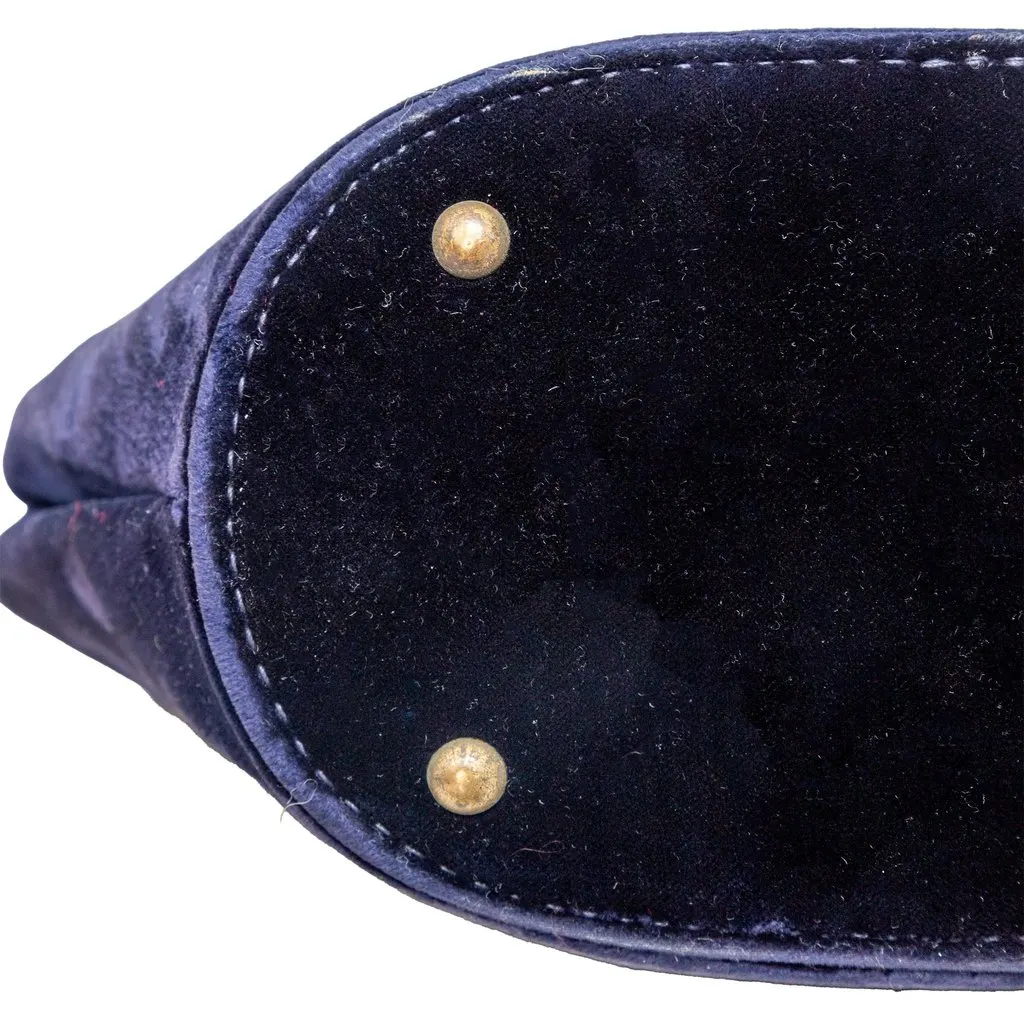 Unsigned Vintage Velvet Handbag - '90s Blue Velvet Good - Box View
