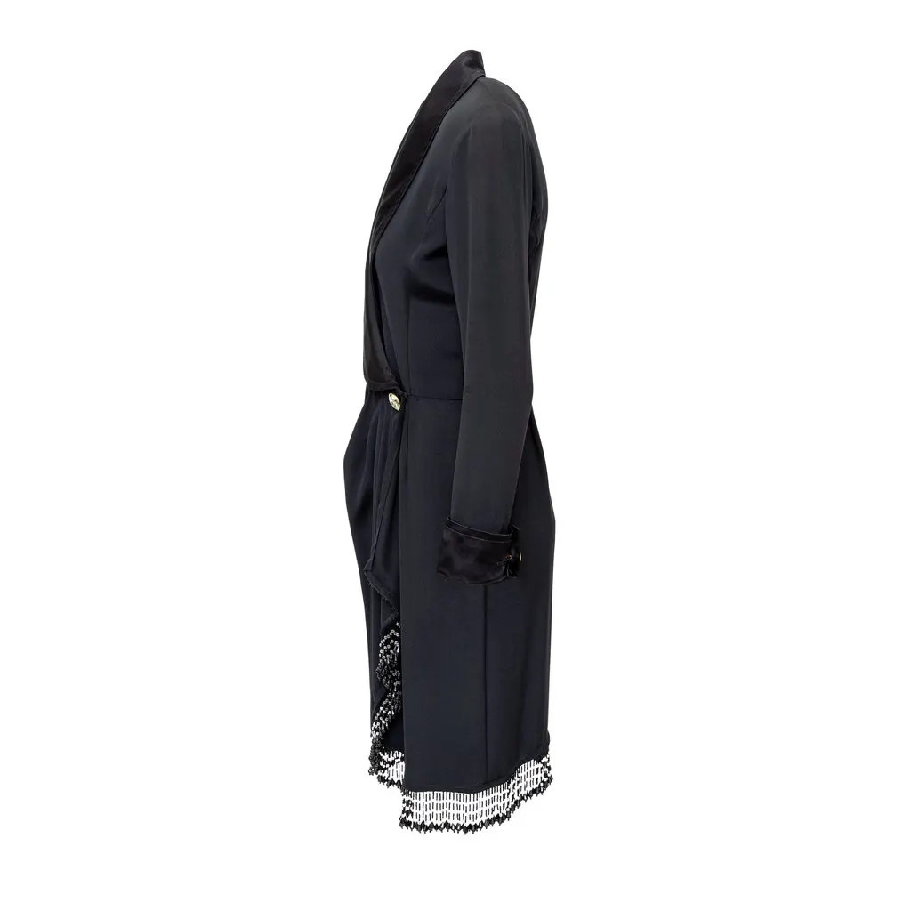Unsigned Midi Dress - '70s Black Satin Good - Back View