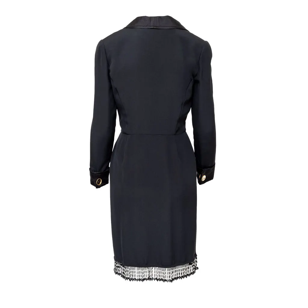 Unsigned Midi Dress - '70s Black Satin Good - Inside View
