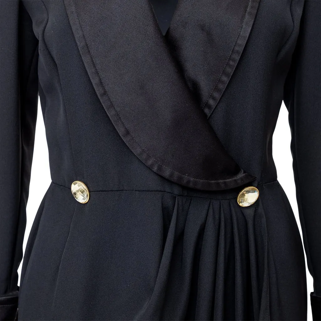 Unsigned Midi Dress - '70s Black Satin Good - Box View