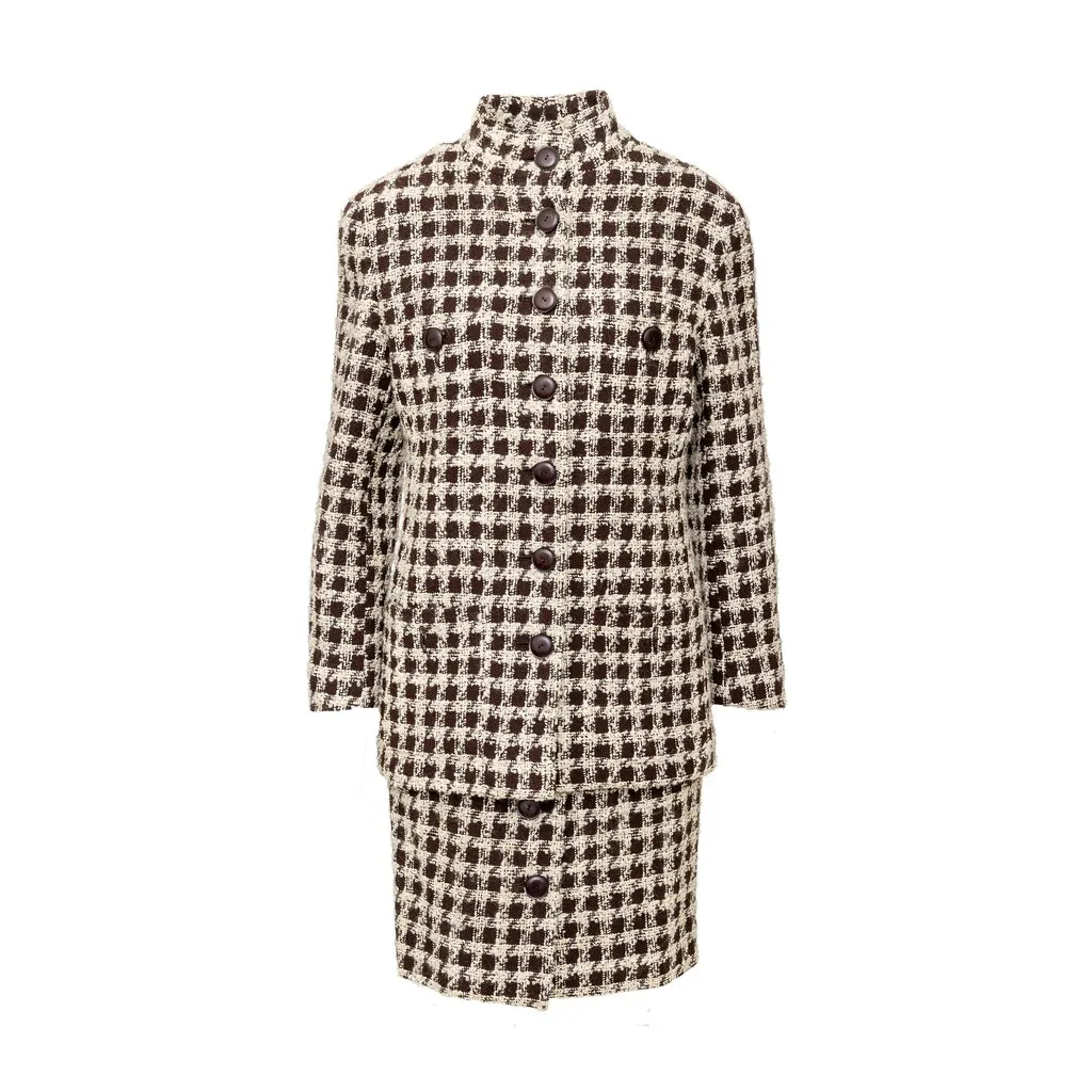 Valentino Boutique Checkered Set - '90s Red Wool Good - Front View