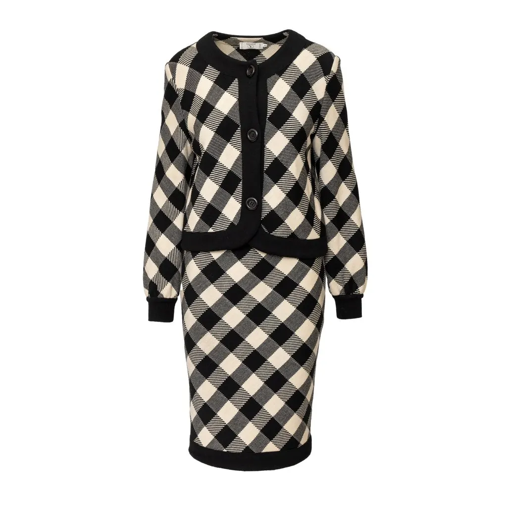 Valentino Studio Checkered Wool Set - '90s Red Wool Good - Front View