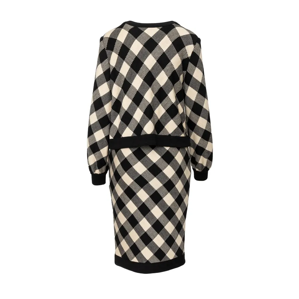 Valentino Studio Checkered Wool Set - '90s Red Wool Good - Model View