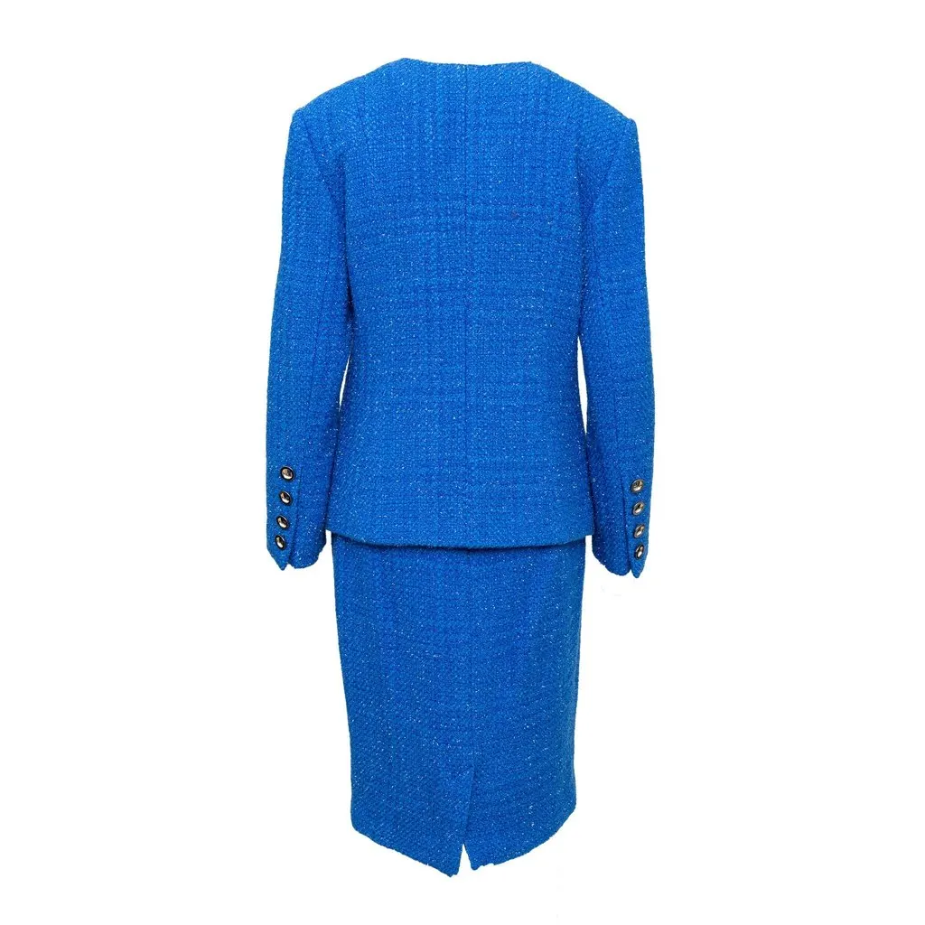 Unsigned M. Claudette Wool Set - '90s Blue Wool Good - Back View