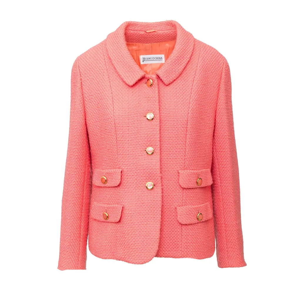 Herno Pink Wool Jacket - '90s Pink Wool Good - Front View