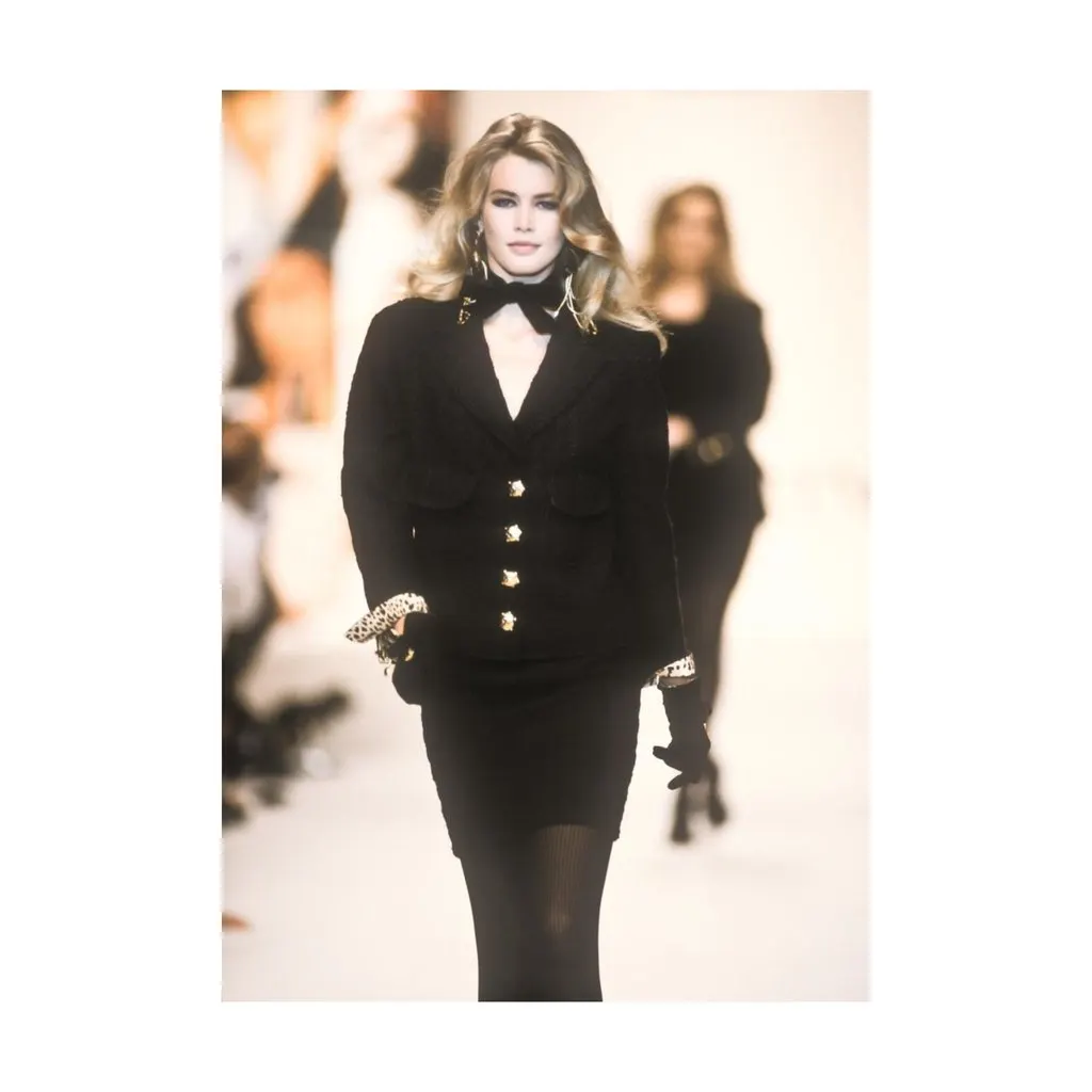 Valentino Boutique Wool Set with Turtle Buttons - '90s Black Wool Good - Back View