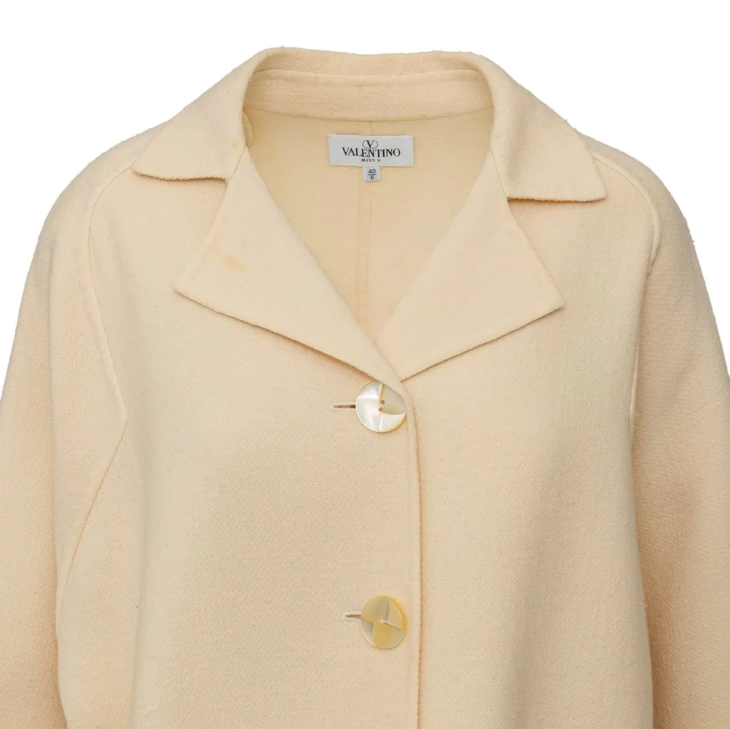 Valentino Miss V Coat - '90s White Wool Good - Inside View