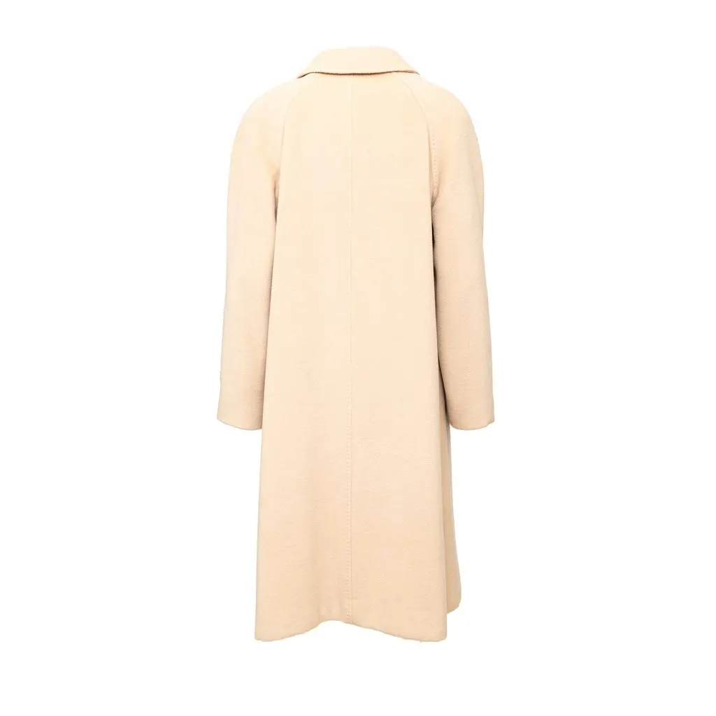 Unsigned Delia Ferrari Wool and Fur Coat - '90s Beige Wool Good - Box View