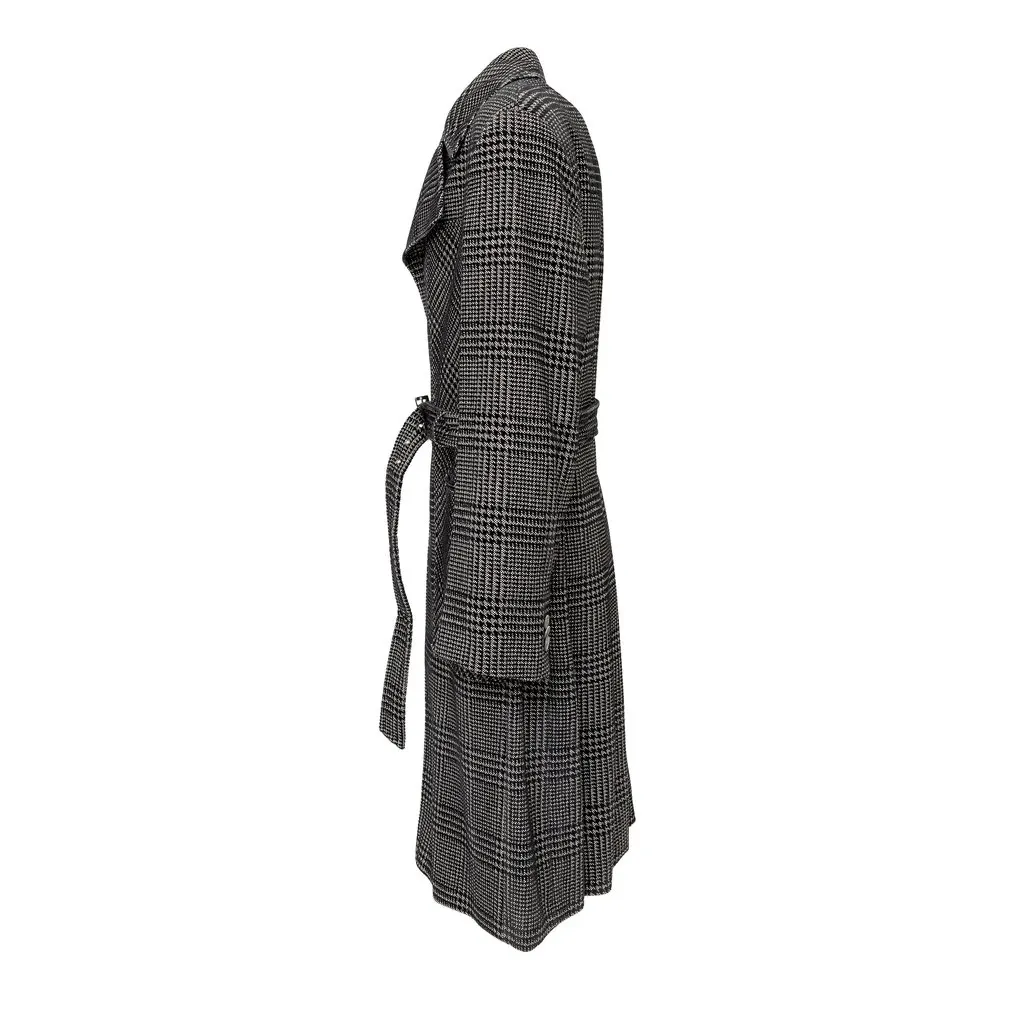 Emporio Armani Checkered Long Coat - '10s Red Wool Good - Back View