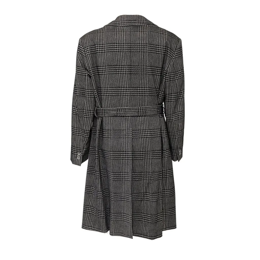 Emporio Armani Checkered Long Coat - '10s Red Wool Good - Inside View