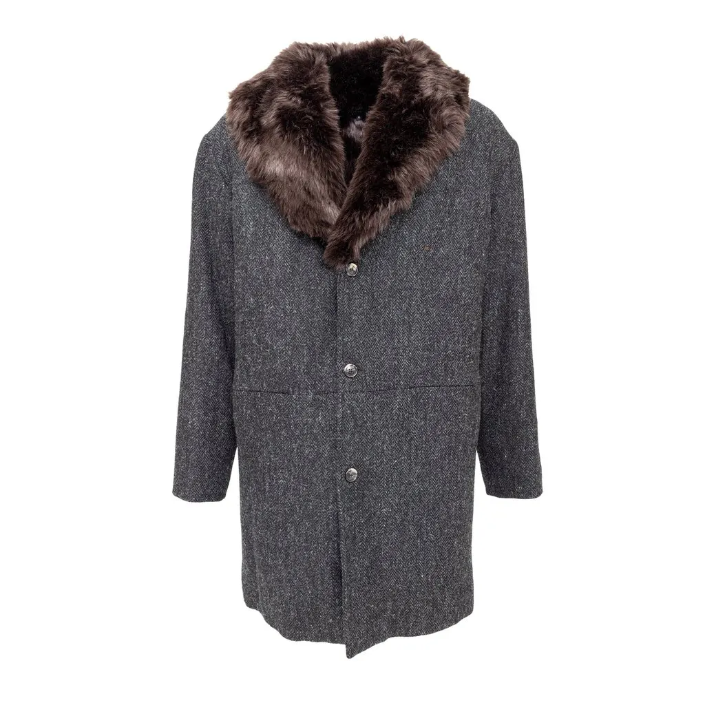 Unsigned A.P.C. Faux Fur Coat - '20s MultiColor Wool Good - Front View