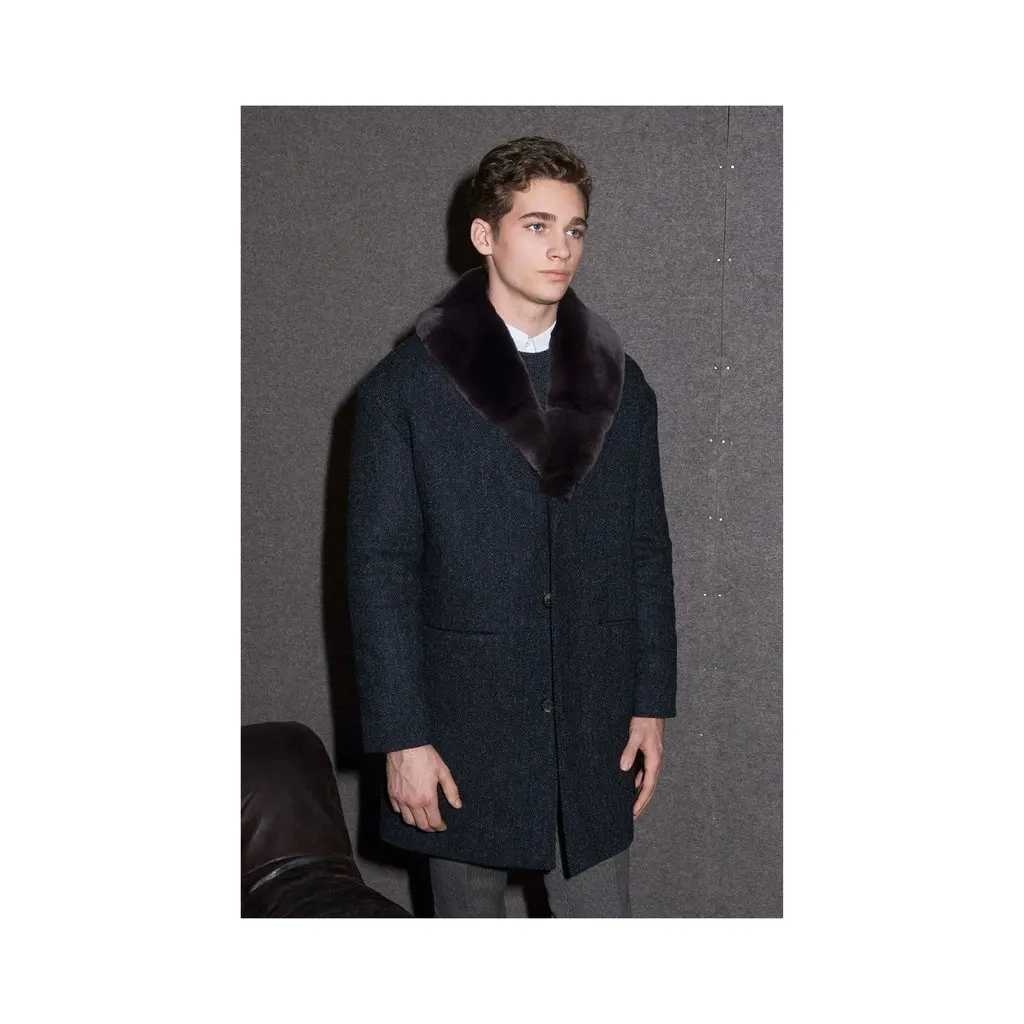 Unsigned A.P.C. Faux Fur Coat - '20s MultiColor Wool Good - Back View