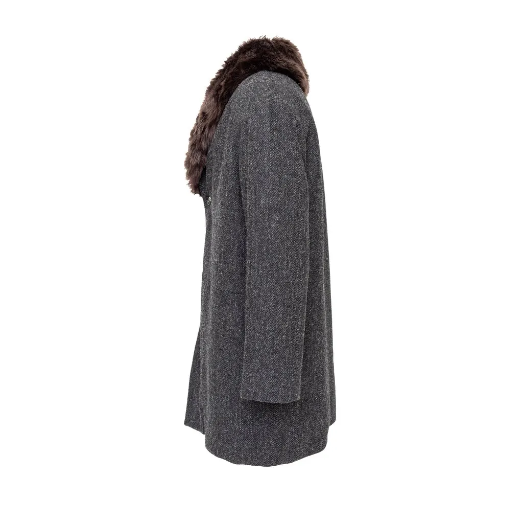 Unsigned A.P.C. Faux Fur Coat - '20s MultiColor Wool Good - Inside View
