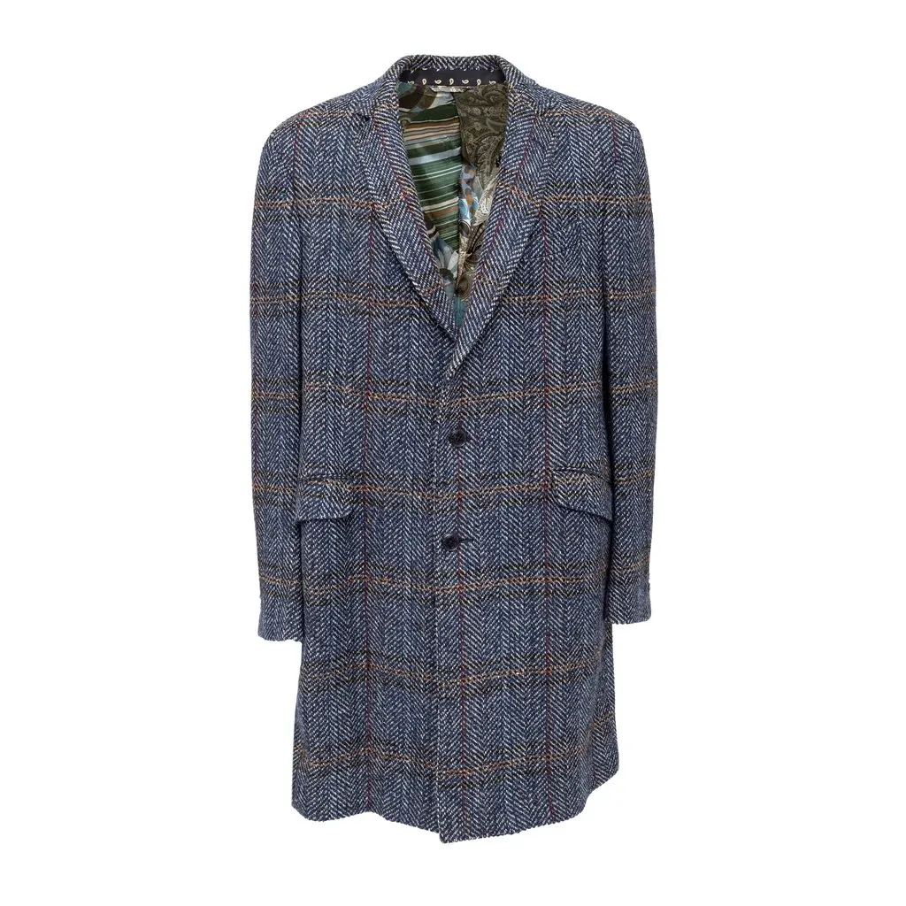 Etro Checkered Wool Coat - '20s Red Wool Good - Front View