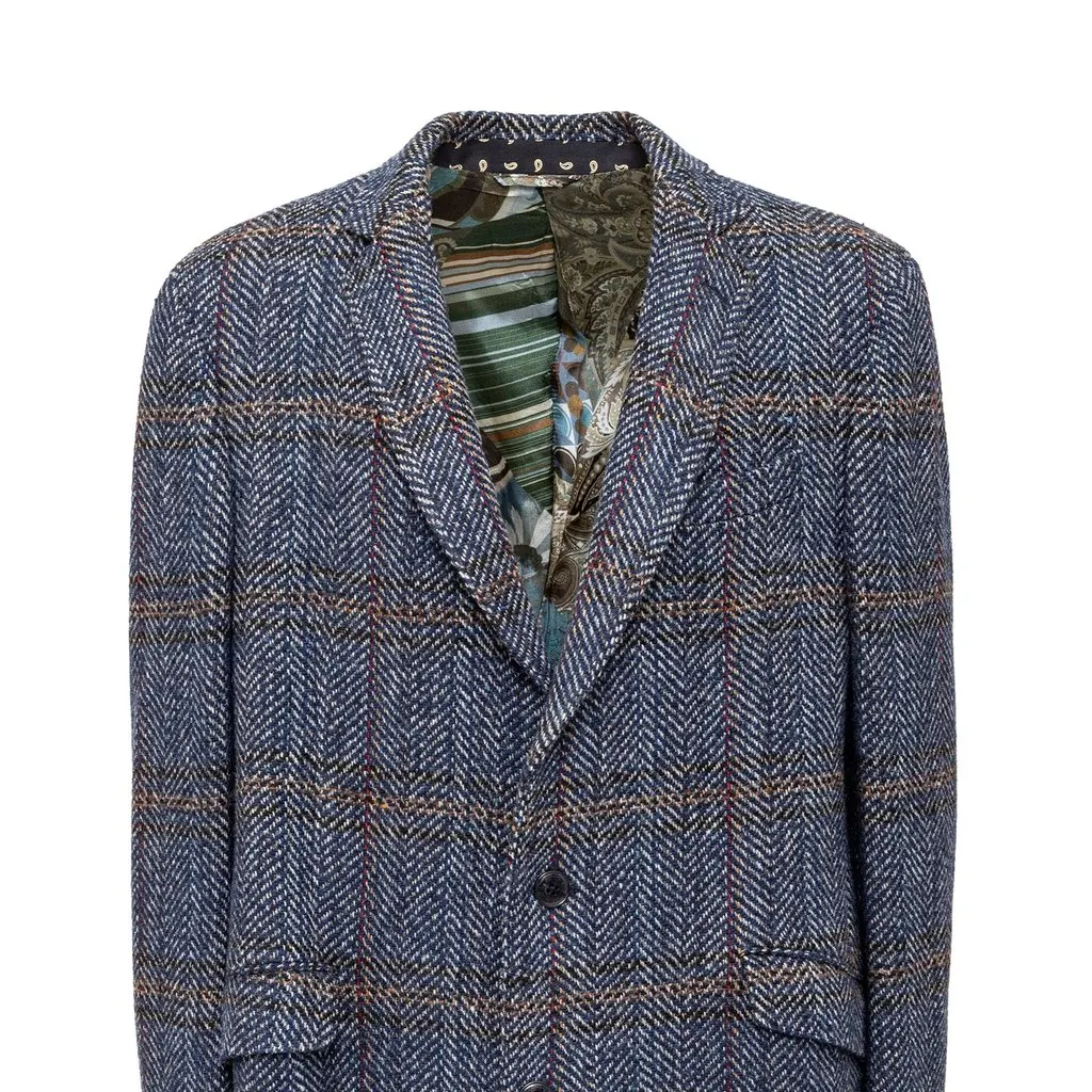 Etro Checkered Wool Coat - '20s Red Wool Good - Model View