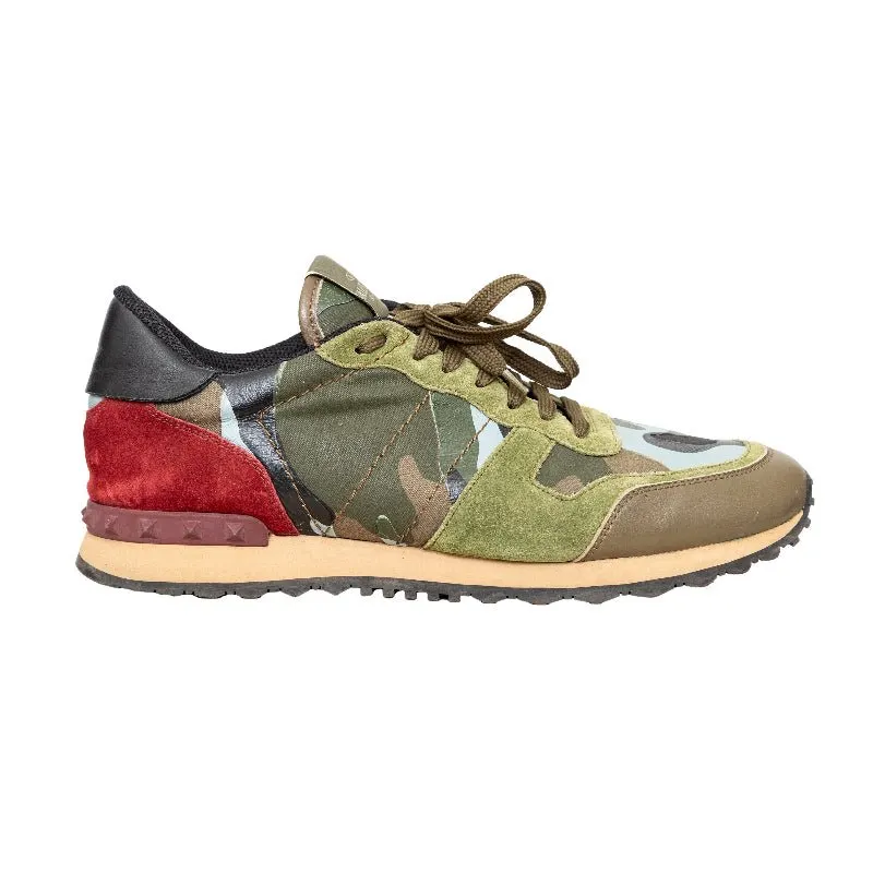 Valentino Rockrunner Sneakers - '20s Red Suede Good - Front View