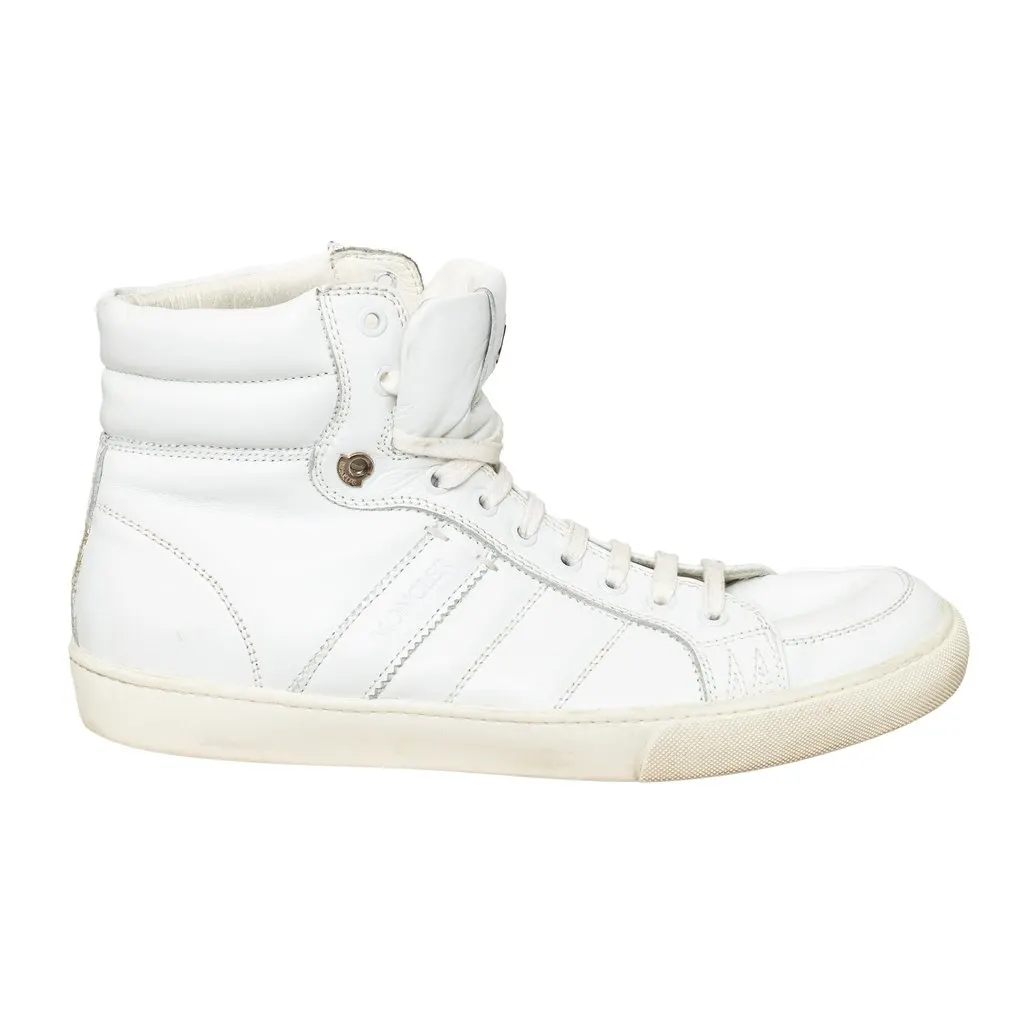 Moncler Lyon High Top Sneakers - '10s White Leather Good - Front View