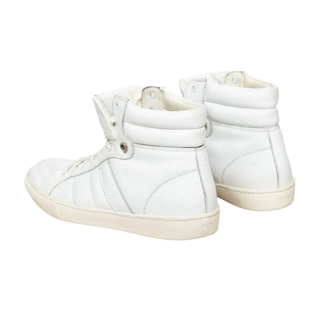 Moncler Lyon High Top Sneakers - '10s White Leather Good - Back View