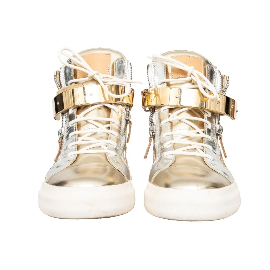 Giuseppe Zanotti Metallic Sneakers - '10s Brown Leather Good - Model View