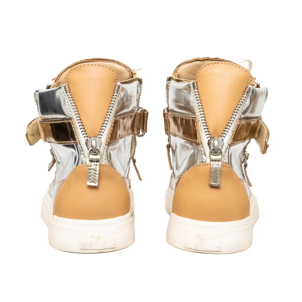 Giuseppe Zanotti Metallic Sneakers - '10s Brown Leather Good - Box View