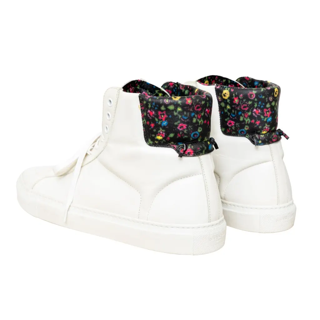 Givenchy Leather High Top Sneakers - '10s White Leather Good - Back View