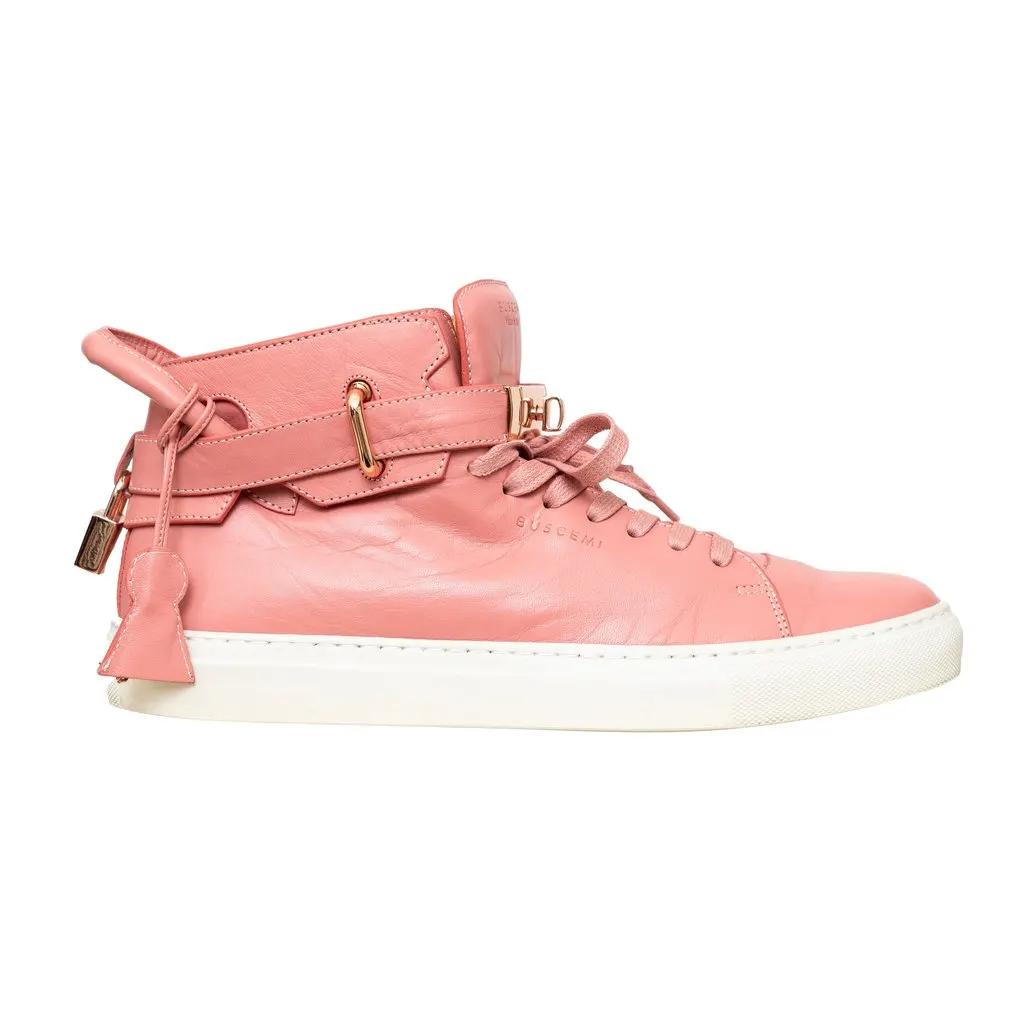 Buscemi High Top Sneakers - '10s Gold Leather Good - Front View