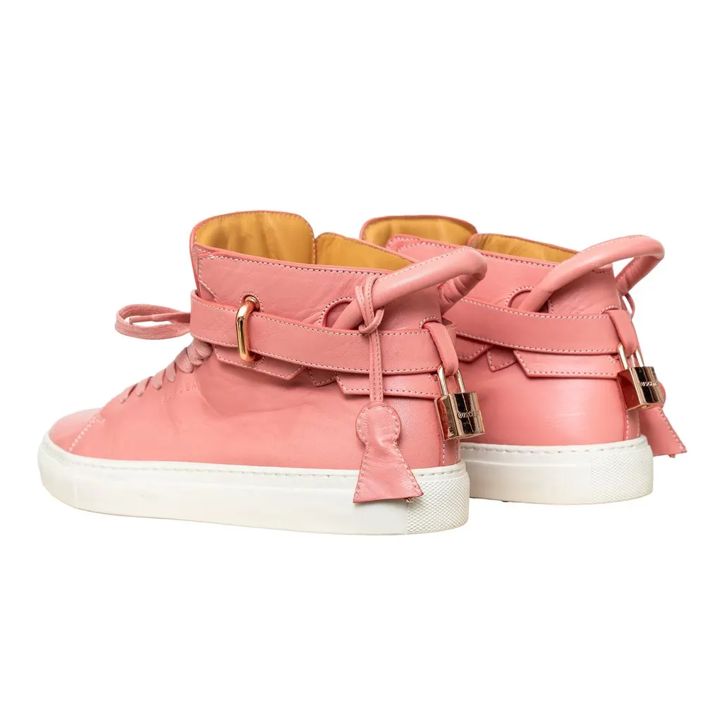 Buscemi High Top Sneakers - '10s Gold Leather Good - Back View