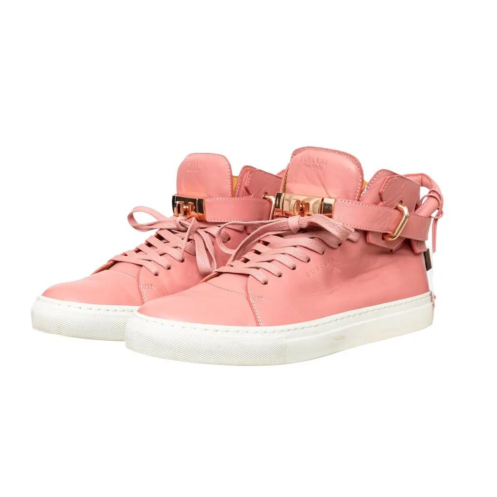 Buscemi High Top Sneakers - '10s Gold Leather Good - Inside View